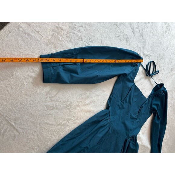 Anthropologie Long-Sleeve Square-Neck Poplin Mini Dress Sz Sm Blue NWT - Picture 5 of 9